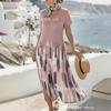 1116 European and American fashion digital printing V-neck dress vacation style