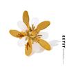 Stainless Steel Resin Flower Ring Big Open Rust Proof Metal Golden PVD Plated Attractive Finger Fashion Jewelry Gift