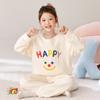 Kids Flannel Pajamas Set Boys Girls Warm Long Sleeve Top And Pants Sleepwear Winter Home Nightwear