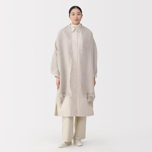 MUJI Plump Wool Large Stole (Thin) Unisex Adult DDC10A5A Light Beige 60 x 200cm