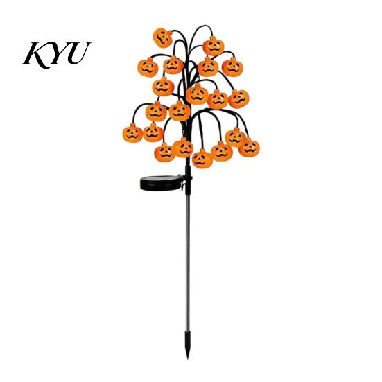 Outdoor Ambient Illumination Solar Pumpkin Stake Lights, LED Glowing Garden Light, Halloween Auto Sensing Lawn Lamps Yard Lantern, IP65 Waterproof