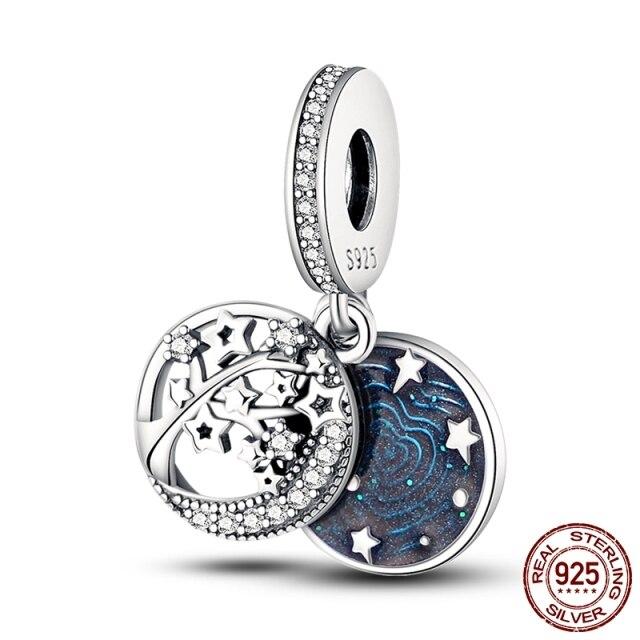 Star Collection 925 Silver Dangle Charms Stud Earring Rings Clip Charm Necklace Safty Chain Fit Original Bracelet DIY