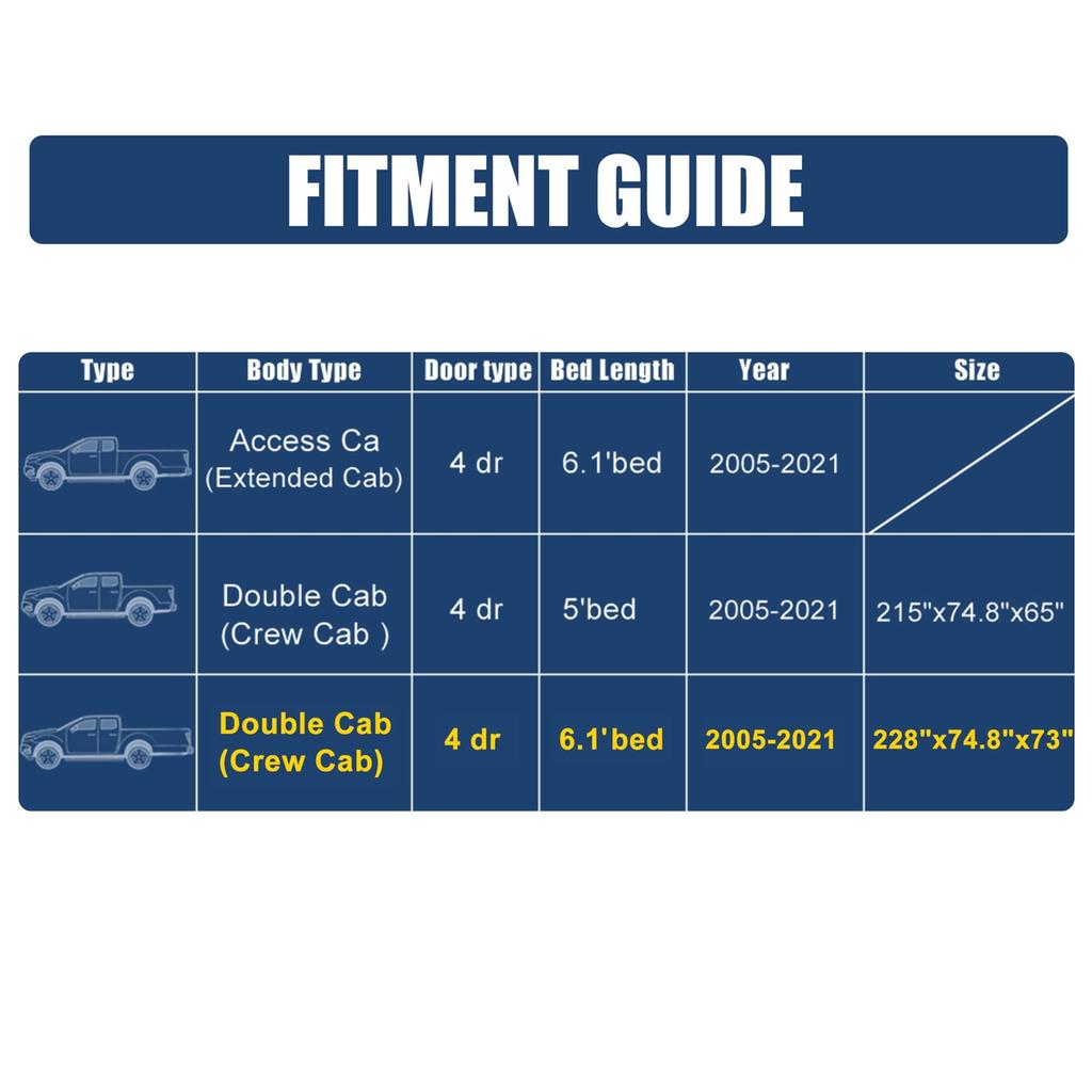 ACROPIX Чехол для пикапа для Toyota Tacoma Double Cab с ножками 1 шт. 4-дверный 6.1 кузов, Черный,