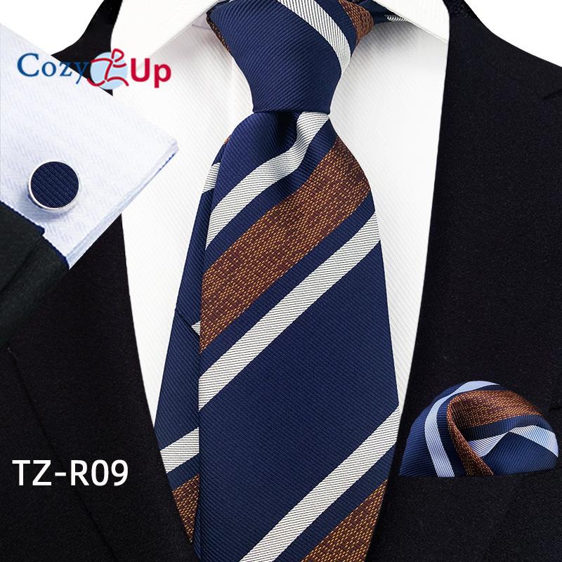 Cozy Up Набор из трех предметов, модный деловой мужской галстук с узором пейсли, включает в себя галстук, запонки, носовой платок