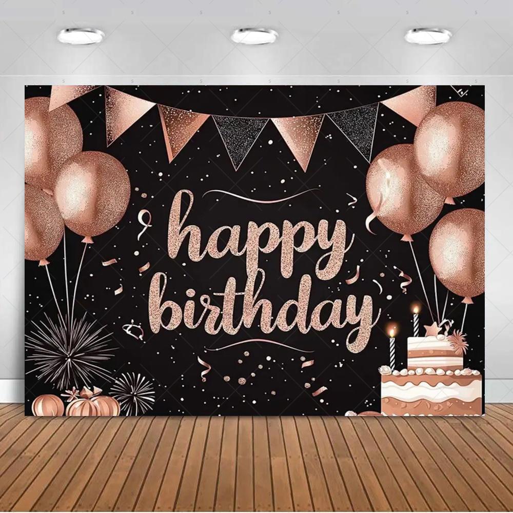 Black and gold birthday party decorations, black and gold balloons, photography backdrop, photo shoot props, supplies3766