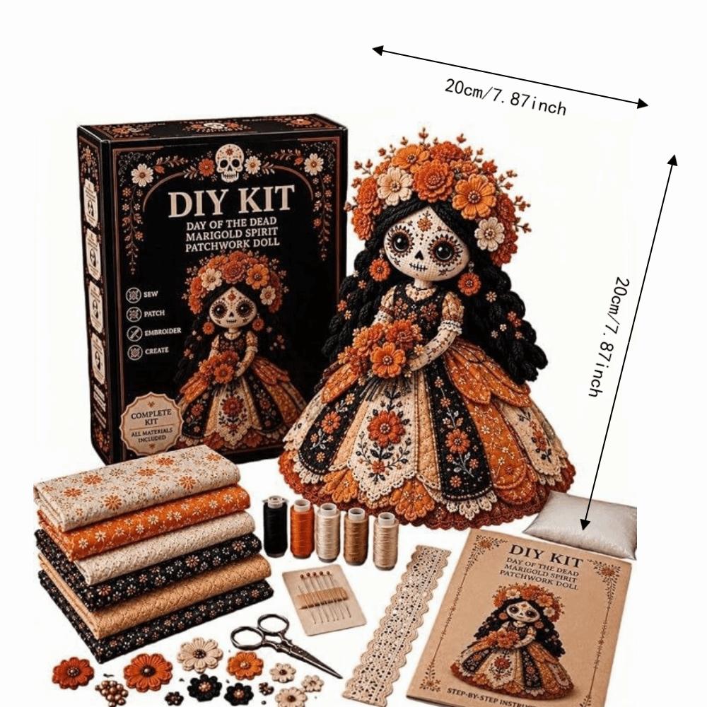 Fabric Halloween DIY Sewing Kit Patchwork Craft Kit Cute Doll Making Set Day of the Dead