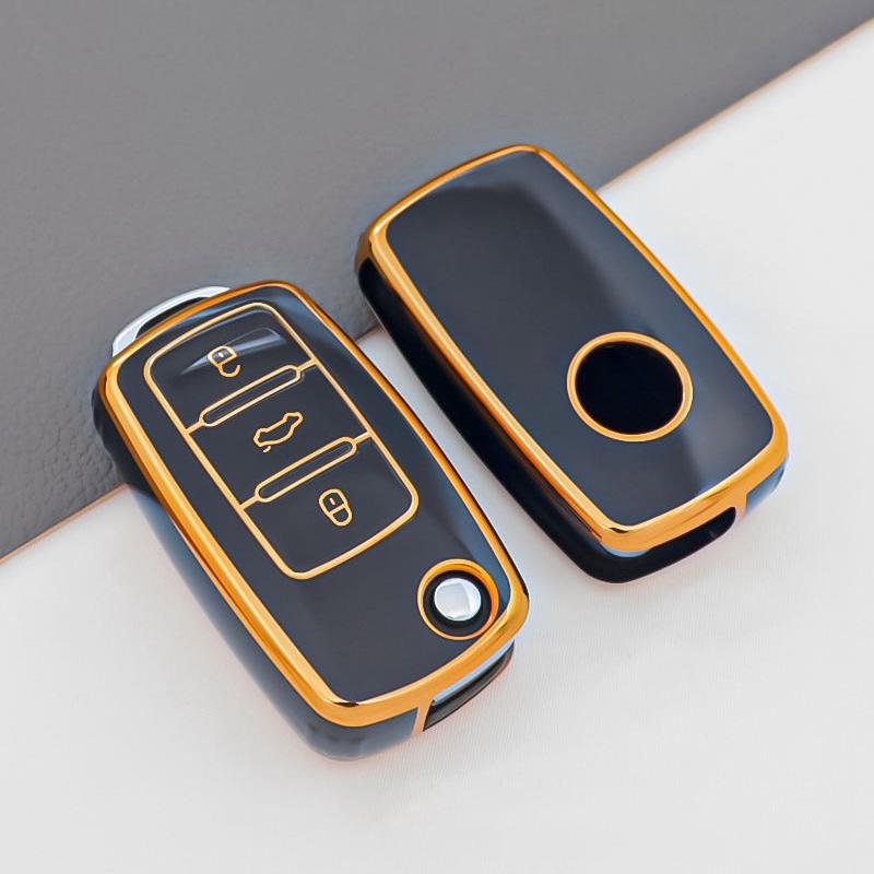 For VW Golf Polo Bora Beetle Tiguan for SKODA Fabia YIJS5 Superb for SEAT Leon Toledo Altea Ibiza TPU Remote Key Fob Case Cover