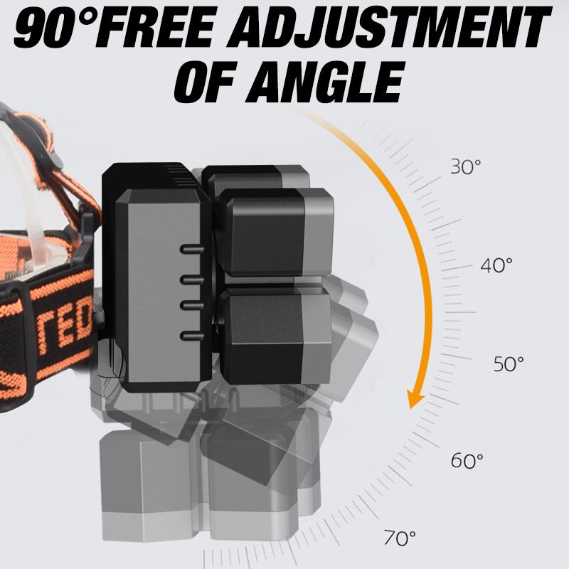 Led Five Head Headlight Strong Light Super Bright Rechargeable Fishing Lamp Long Range Head Mounted Mine Lamp Flashlight