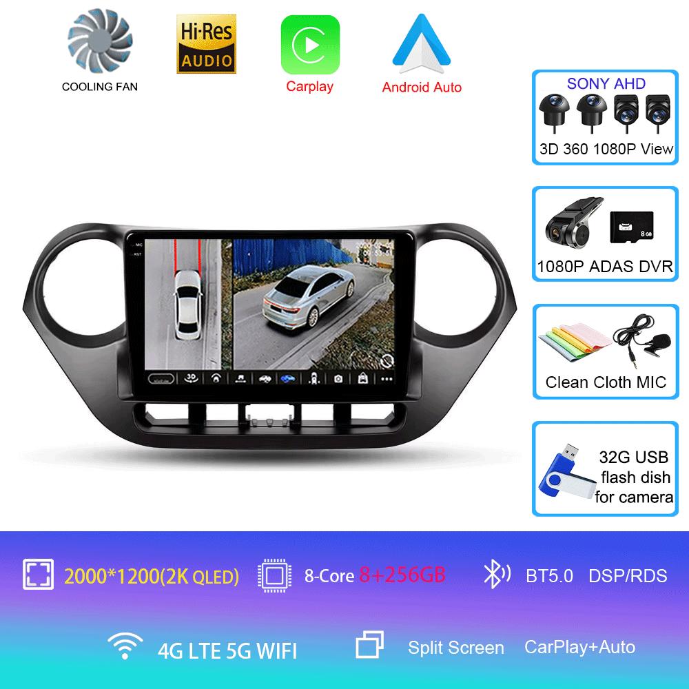 Автомобильный радиоприемник Android 14 Carplay Auto Multimedia Player для Hyundai I10 2013 - 2018 Навигация Авторадио GPS Стерео 2din Головное устройство
