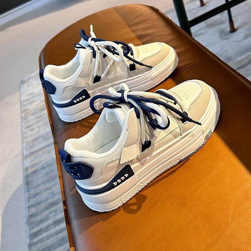 Fashion Women's Sneakers Students Korean Version Casual Non-slip Thick Sole White Sports Shoes Fashion Woman Skateboard Shoes 2025 New
