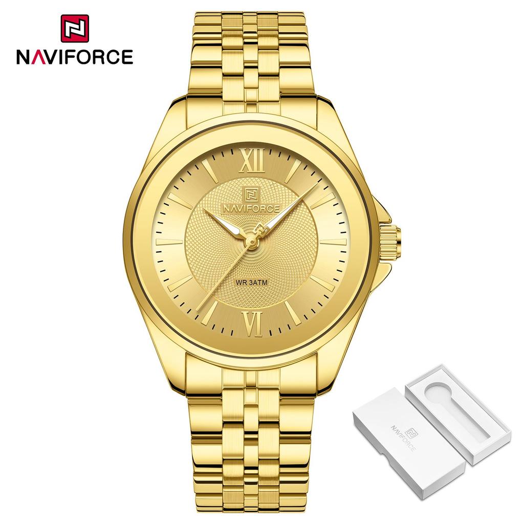 Naviforce Original Women Casual Quartz Watch Waterproof 3ATM Stainless Steel Strap Round Case Simple Lady Fashion Accessories Watch NF5067