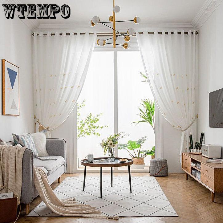 WTEMPO 2 шт. полузатеняющие оконные ширмы для гостиной, спальни, балкона, готовые шторы, дешевые солнцезащитные утолщенные белые марлевые шторы