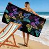 Colorful Butterflies on Black Background Beach towel quick-drying for travel outdoor sports jogging beach and swimming