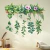 Fresh Green Plants Wall Stickers Self-Adhesive Removable Vinyl Decals for Kitchen Cabinet Foyer Potted Plants Posters Home Decor