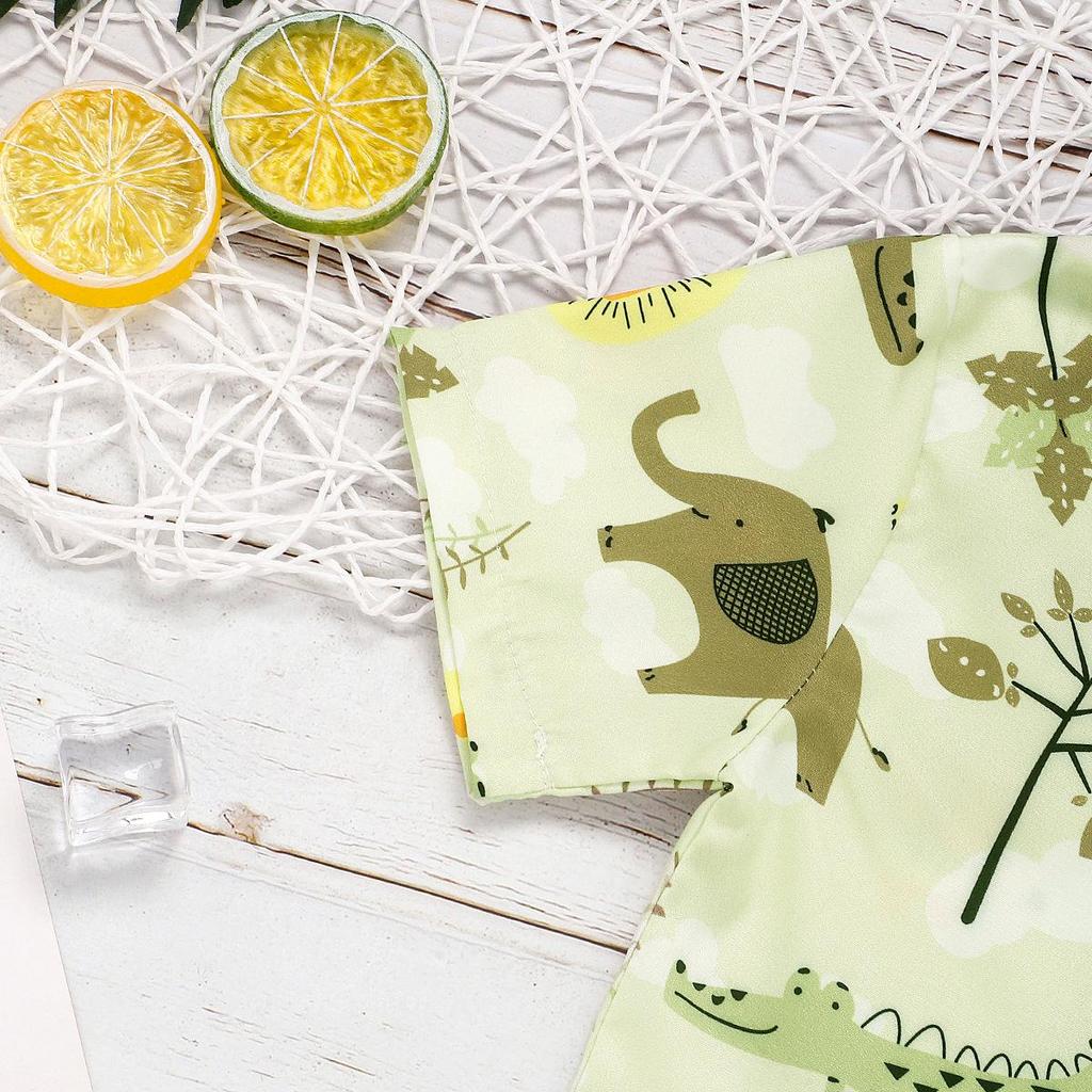 Детский комплект с короткими рукавами для детей от 0 до 5 лет, летняя новая рубашка с рисунком для мальчиков, повседневные шорты, комплект из двух предметов, милая детская одежда