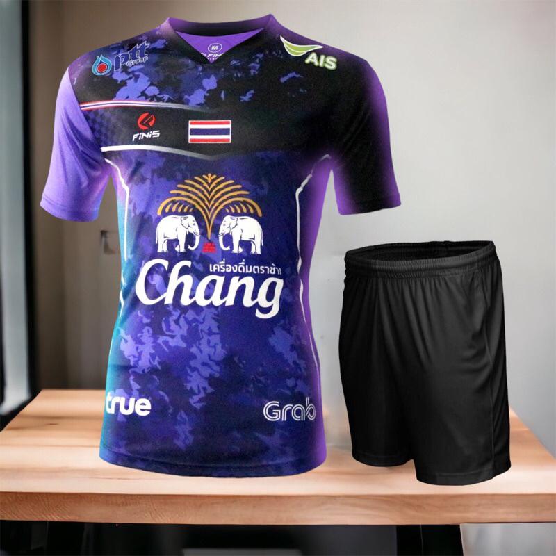 THAILAND National Football Soccer Training JERSEY 3D Print Quick Dry Shirt T-shirt V Neck UV Protection Short Sleeve Unisex Men Women Uniform