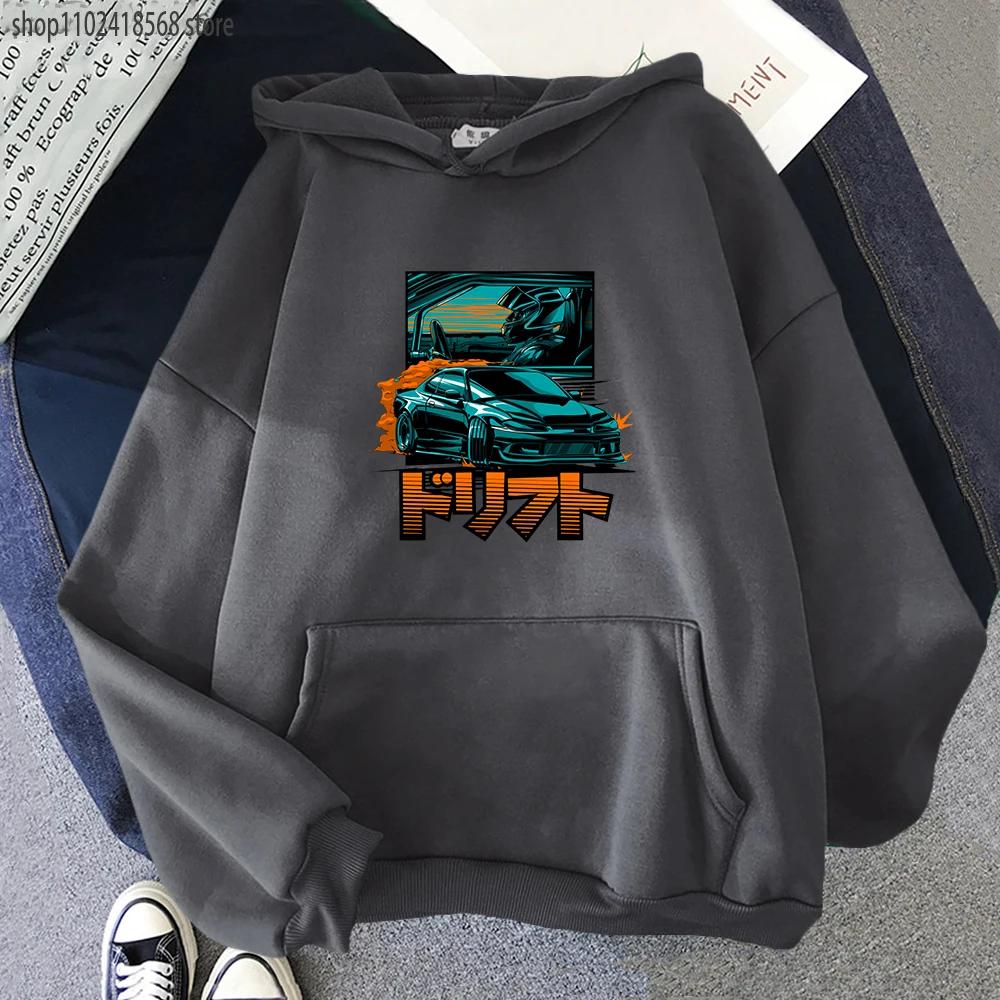 Initial D JDM Men Hoodie Men Japanese Car Streetwear Anime Print Winter Nissan Silvia Dorifto Casual Women