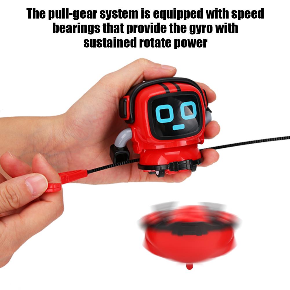 Lovely Plastic 2in1 Gyro Robot Model Kids Game Toy Spinning Top Decoration