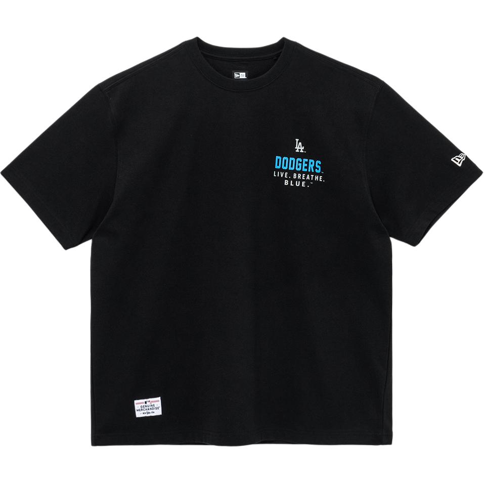 New Era SS24 Лос-Анджелес Доджерс Футболка с принтом логотипа, круглый вырез, короткий рукав, унисекс, черная 14413063