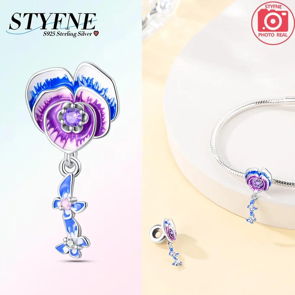 Cute Blue Pink Fantasy Butterfly Series Copper Beads Pendant Fit Bangle Charms Bracelet Diy Women Original Jewelry