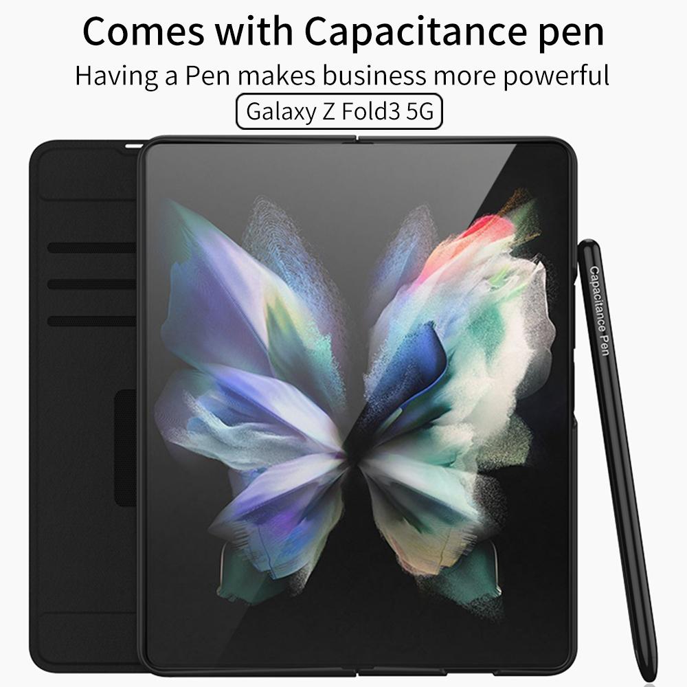 Роскошный кожаный кошелек с S Pen, держатель для карт, чехол для Samsung Galaxy Z Fold 3, 4, 5g, чехол с полной защитой на 360 °, Fundas