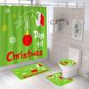 Christmas Snowman Print Toilet Bathroom Mat And Shower Curtain Four-Piece Set