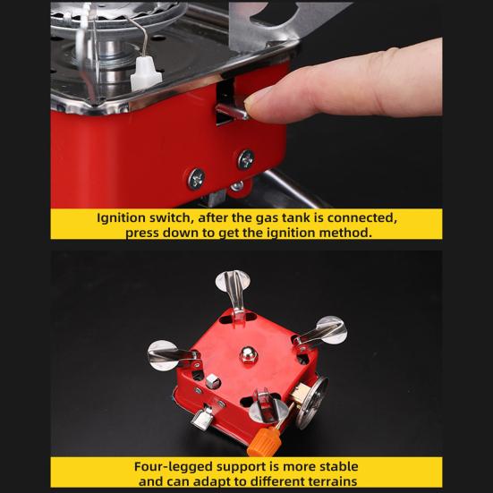 Outdoor Camping Stove with Carrying Bag 2800W Portable Foldable Hiking Picnic Camp Stove Electronic Ignition Cooking Burner Square Round Gas Stove