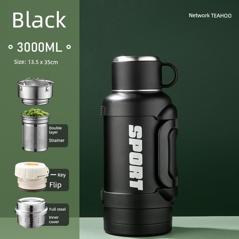 All-Steel Outdoor Travel Vehicle-Mounted Home Use 3-Liter Thermos Cup