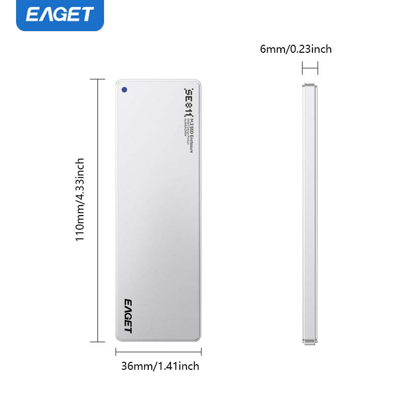 EAGET Корпус 6 мм NVMe M.2 SSD Поддерживает только NVMe и Не Поддерживает SATA (NGFF) Протоколы. С SSD 2230/ 2242/ 2260/ 2280.