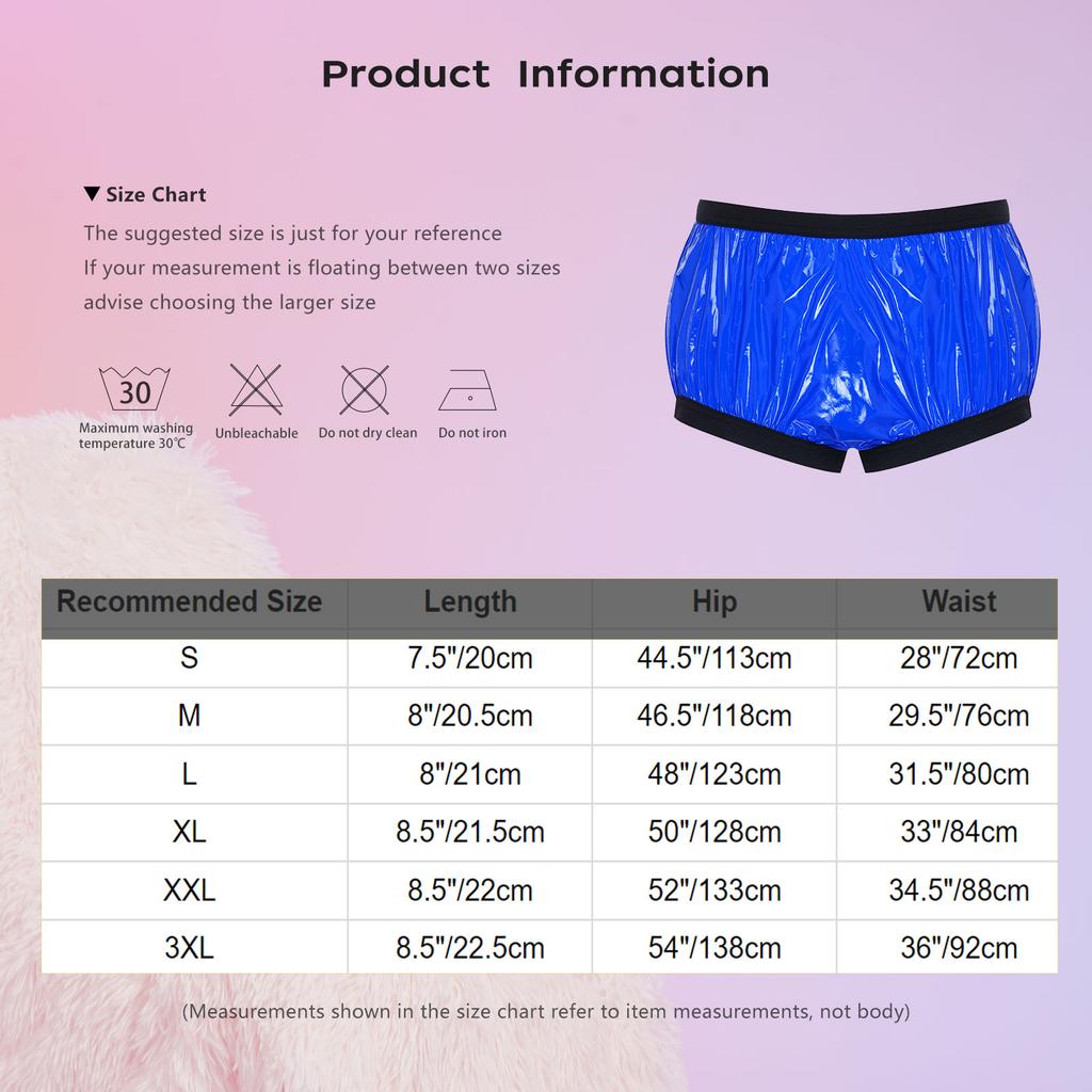 Adults Glossy Diaper Cover Boxer Shorts Waterproof Adaptive Underwear Elderly Nursing Shorts Anti-leak Briefs  for Special Needs