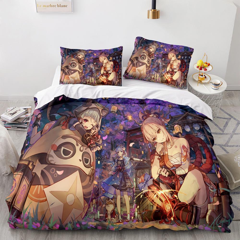 Anime Duvet Cover Pillowcase, Boy and Girl Home Comforter Sets 2/3pcs Bedding Set, Bedroom Decoration Gifts