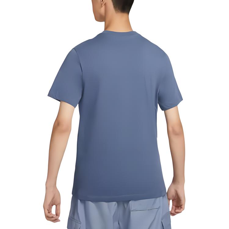 Nike Футболки мужские Синий Фен с круглым вырезом умеренного прямого кроя BV0508-491