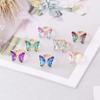 Adjustable Korean Girls Gradient Color Crystal Fashion Jewelry Finger Rings Butterfly Open Ring