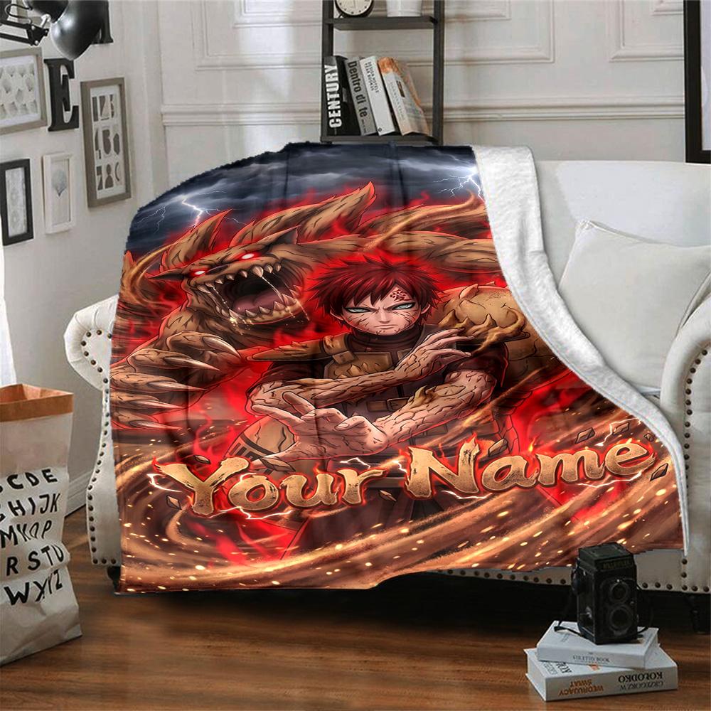 Naruto Character Customize Text Blanket Multi-purpose Personalized Blanket Soft Warm Cozy Versatile for Nap Home Decor Couch Livingroom
