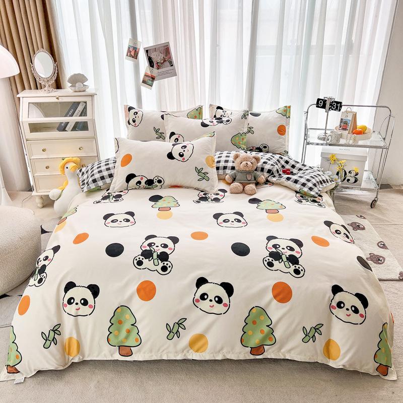 Simple Bedding Washed Cotton Four-piece Set Pastoral Bed Sheet Quilt Cover Bedding Three-piece Set