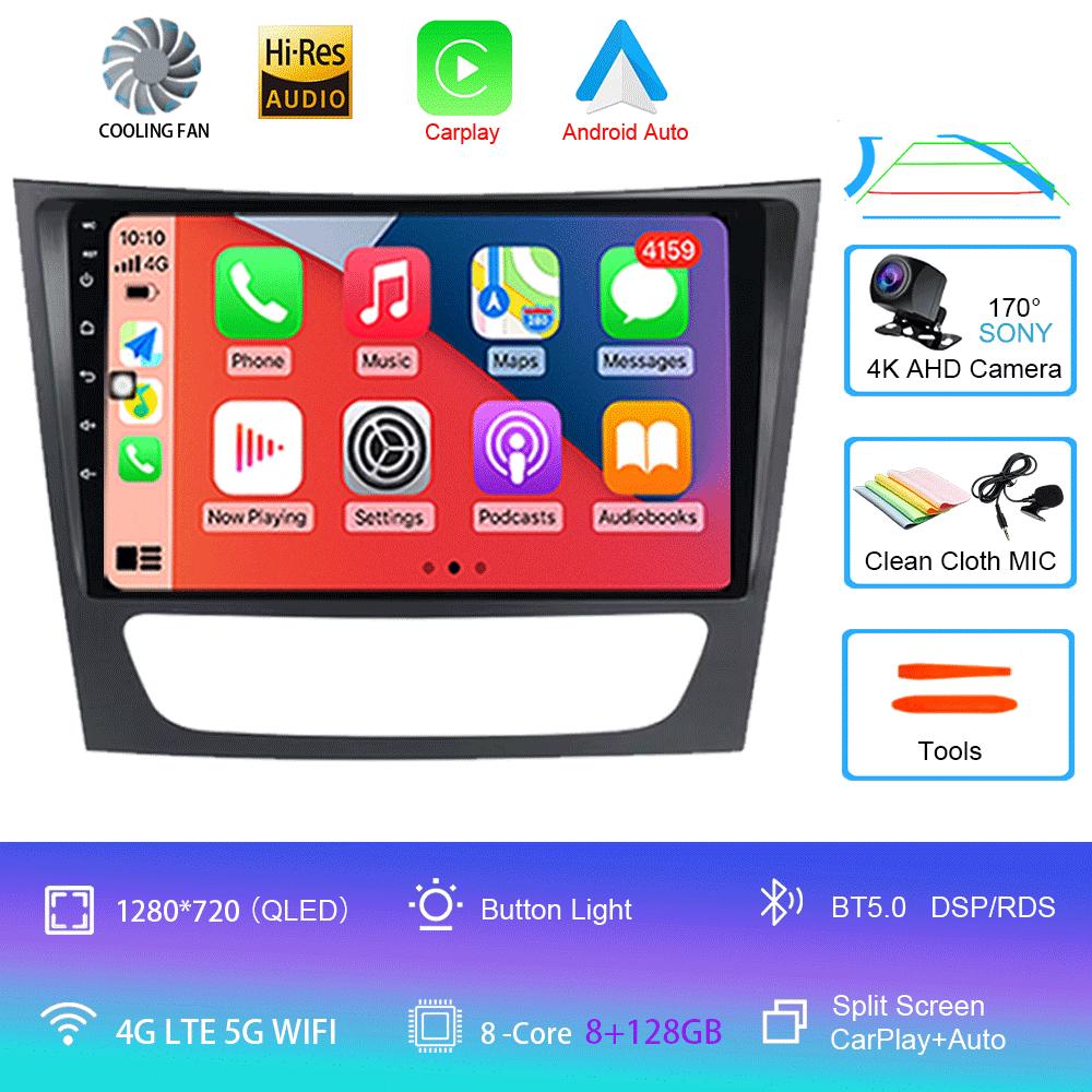 Для Mercedes-Benz E-класса W211/CLS-класса 2005-2008 2din Автомагнитола Android 14 Автомобильный мультимедийный плеер GPS WIFI Carplay DSP Монитор