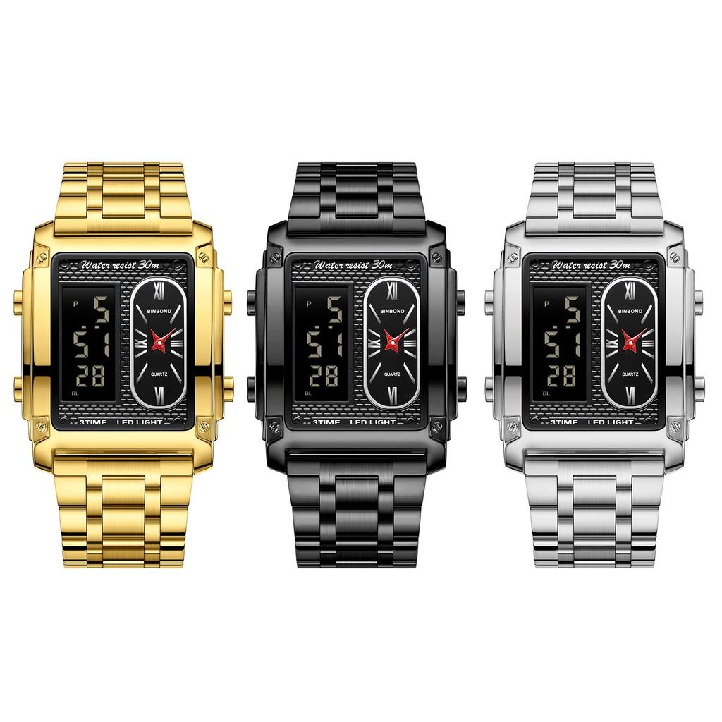 Stainless Steel Waterproof Rome Analog Calendar World Time Luminous Day of the Week Alarm Chronograph Quartz Watch Accessories Birthday Anniversary