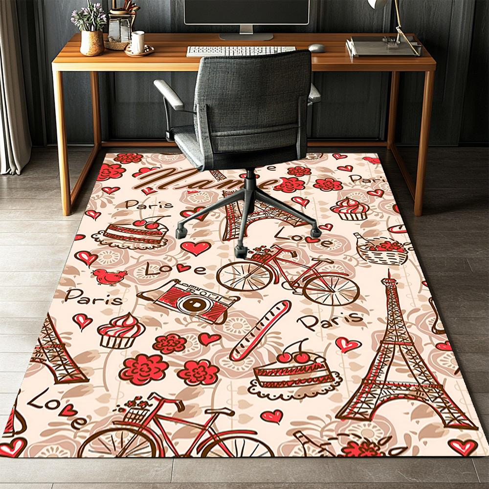 Custom Name Paris the Eiffel Tower Printed Carpet,Rug for Office Chair Living Room Bedroom Kitchen Room Decor Gifts.