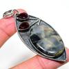 Natural Ocean Fume Agate, Garnet Gemstone 925 Sterling Silver Pendant 3.03" Y9D52