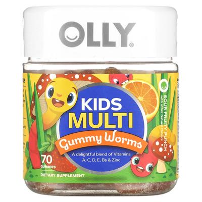 Kids multi, мармеладные червячки, кислый фруктовый пунш, 70 жевательных конфет