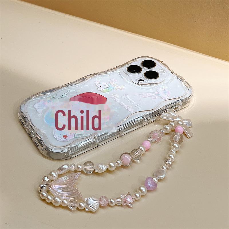 Силиконовый чехол Zhitai Cream Pattern для iPhone 12, 13, 14 и 15 с цепочкой для мобильного телефона