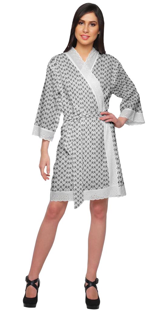 Moomaya Хлопковый набивной халат для женщин Кимоно Готовимся к подружке невестыКружева