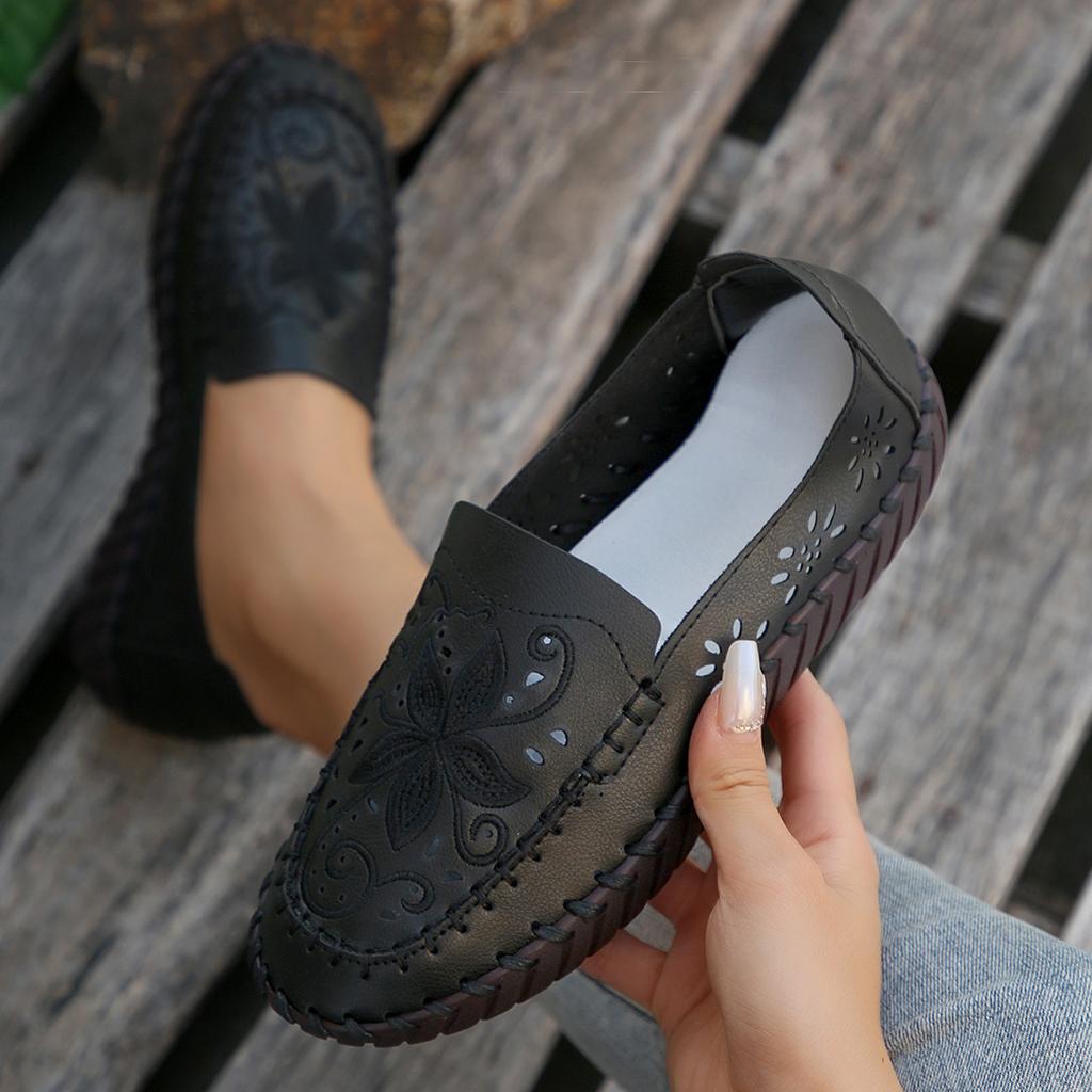 Women's Shoes 2024 PU Leather Women's Flats Shoes Breathable Hollow Out Moccasins Loafers Women Casual Slip-on Ladies Shoes