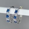 Sale Cute Round White Blue Stone Earrings for Women AAA Zircon Crystal Wedding Earrings Party Jewelry