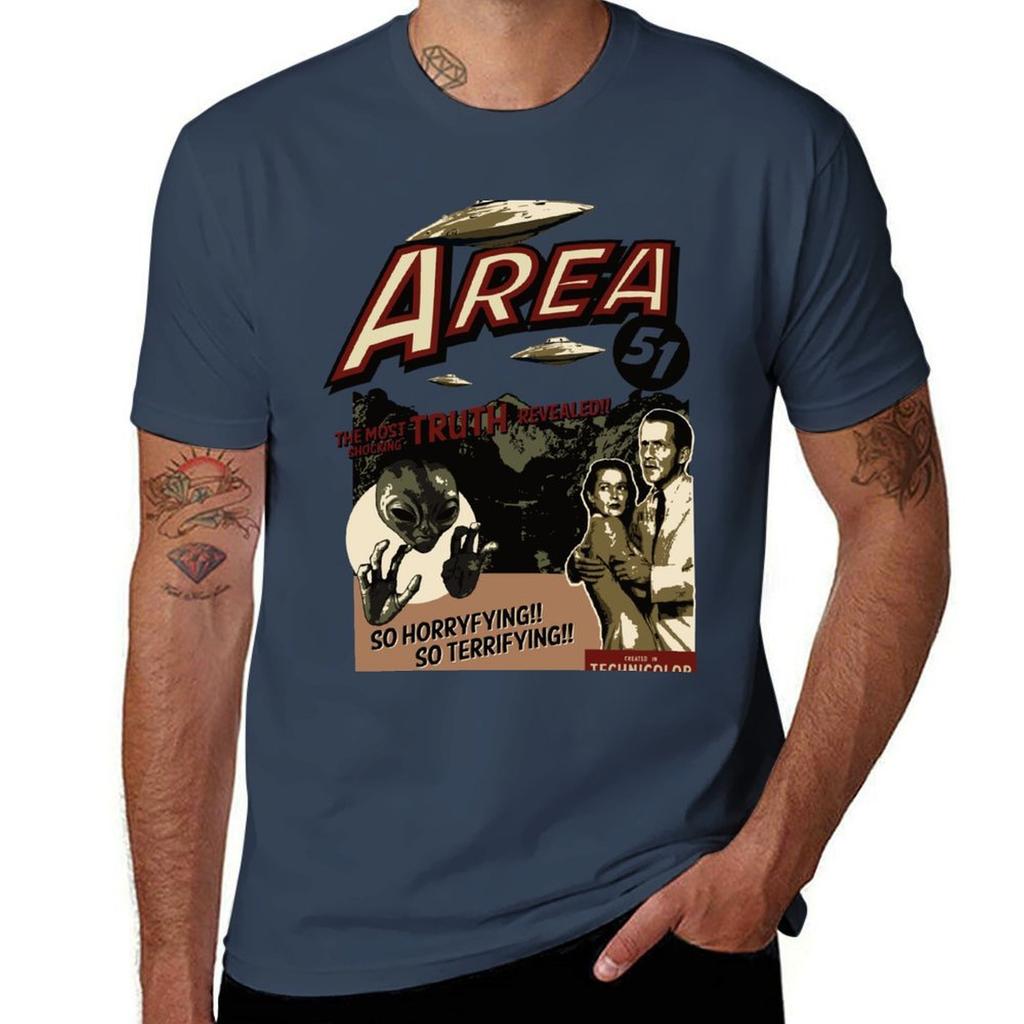 Area 51 Gray Alien Tshirt Comfortable Work Wear Tee