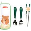 Daily Like Children's Tableware Set, Green, Spoon + Fork + Chopsticks + Case, 1 Piece