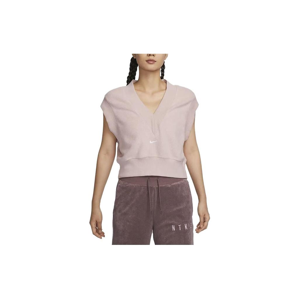 Nike Solid Color V-Neck Loose Casual Vest Women Vests Oxford-Pink FV4010-661