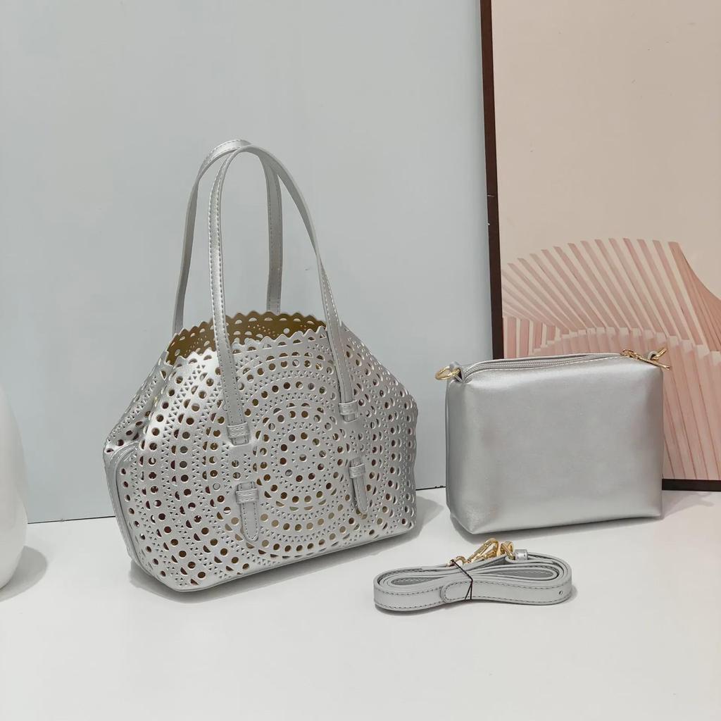 Набор сумок из кожи с резным узором Cross-Border: Сумка-тоут, косметичка и кошелек для монет