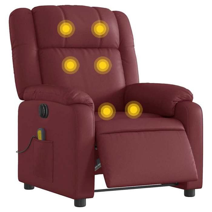 VidaXL Fauteuil de massage inclinable électrique rouge bordeaux 3205147
