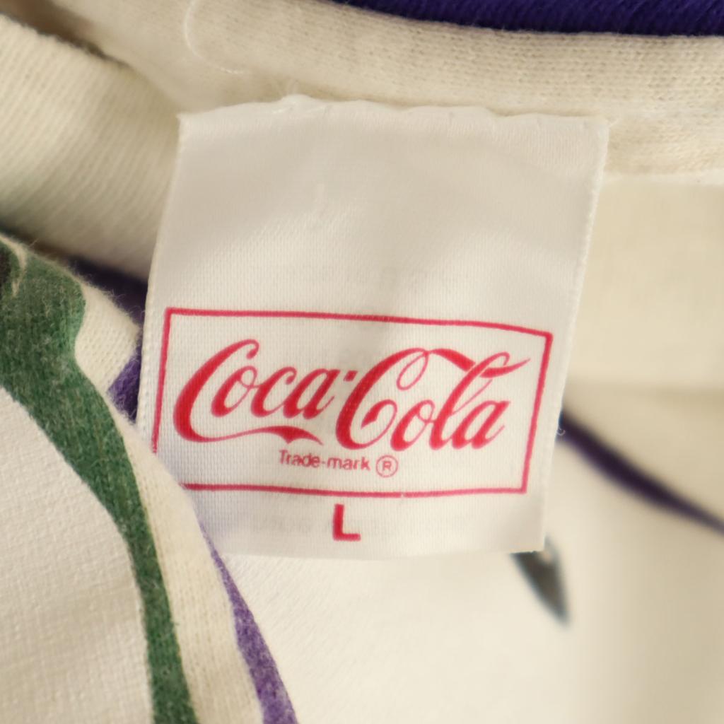 CocaCola 90-е Сделано в США Старая футболка реглан с коротким рукавом L Одинарный шов Женская Б/У